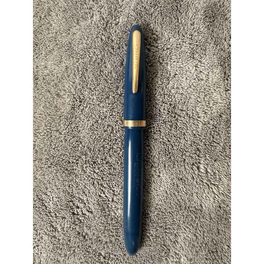 1950s SHEAFFER Admiral Touchdown 14K Feather Touch 5 Persian Blue Fountain Pen
